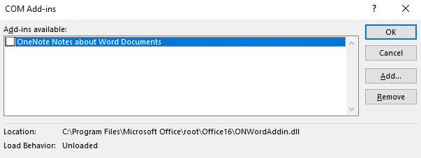 MS Word Add on Disable